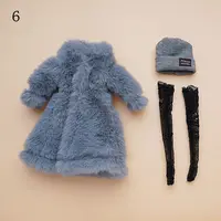 30CM Doll Clothes Suit Fashion Tops Fur Overcoat Knitted Miniature Hat Colorful Lace Stocking For for 1/6 BJD Dolls Accessories 1