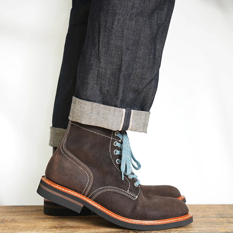 

Ботильоны мужские из коровьей кожи, Винтажные ботинки ручной работы, в британском стиле, байкерские ботинки для работы, белые, Осень-зима