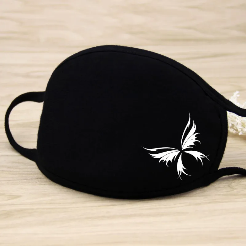 Super Cute Expression Smile Breathable Mouth Face Mask For Korean Black Kpop Unisex Kawaii Face Mouth Muffle Mask Cotton Anime