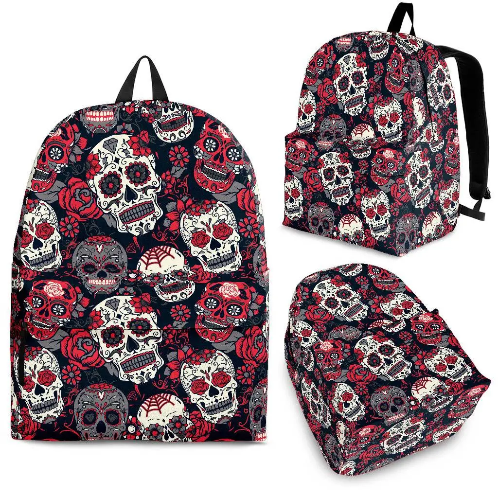 

YIKELUO Pop Sugar Skull Rose 3d Printing Brand Durable Backpack College Student Laptop Knapsack With Zipper Leisure Travel Bag
