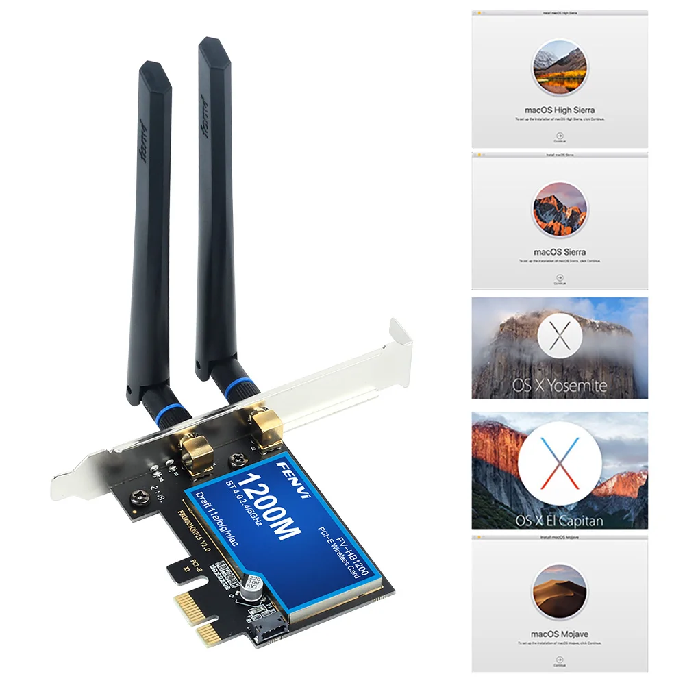 FV-HB1200 WIFI Wireless Card Dual Band 2.4G/5G BCM94360CS2 Bluetooth-compatible4.0 802.11AC For MacOS Airdrop Handoff Hackintosh