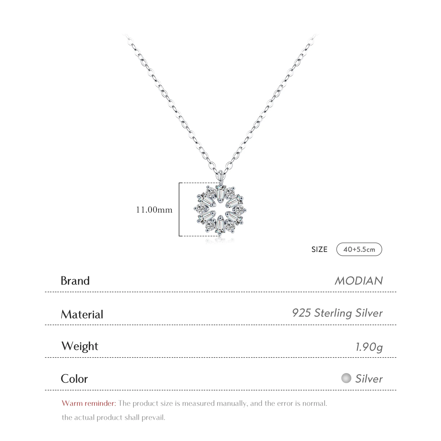 موديان ربط سلسلة قلادة 925 فضة موضة محظوظ ندفة الث...