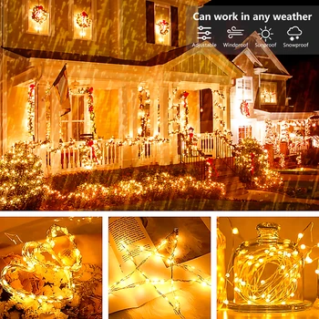 5M/10M/20M USB LED String Lights Copper Silver Wire Garland Light Waterproof Fairy Lights For Christmas Wedding Party Decorative 6