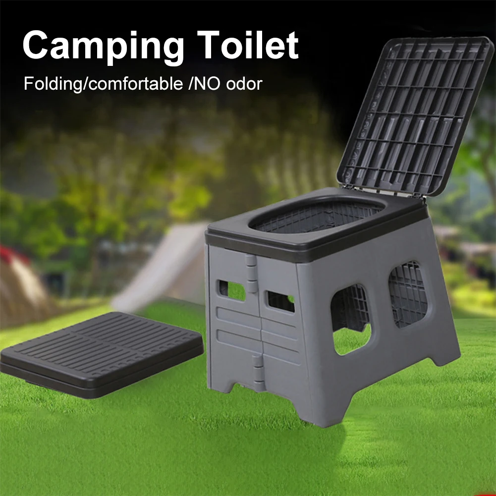 Portable Camping Toilet Potty with Lid Foldable Multifunction Outdoor Camp Toilet  Folding Truck Toilet stool for camping Travel 3