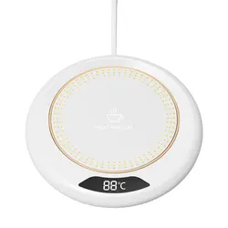 USB Electric Beverage Warmer with Adjustable Temperature Settings for Coffee, Milk, and Tea (White)