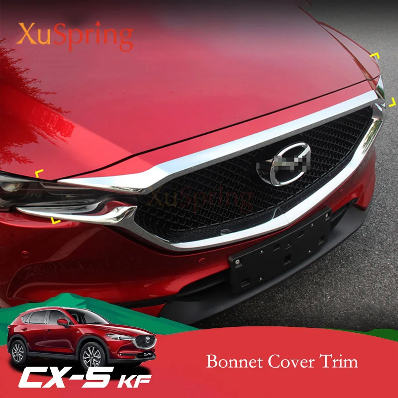 車フロントグリルフードトリムエンジンカバーストリップマツダCX-5 CX5 2017 2018 2019 2020  kfガーニッシュステッカーアクセサリースタイリング