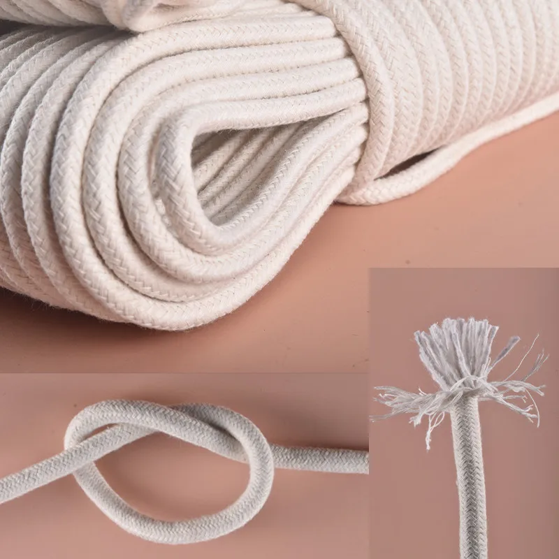 1.5-20mm Natural Hand Woven Corespun Cotton Rope Tapestry Decoration Flagpole Tent Pull Rope DIY Textile Craft Woven String