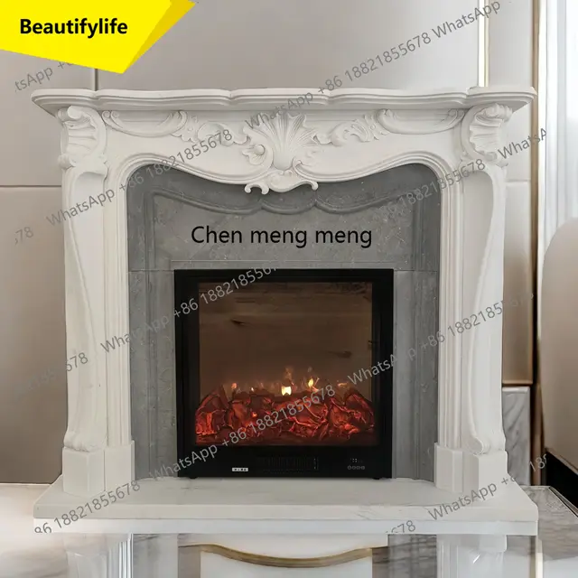 เตาผิงหินอ่อนธรรมชาติ 02M หินอ่อนฝรั่งเศสสีขาว ของตกแต่งพื้นสไตล์เรโทรสำหรับตกแต่งภายใน 1