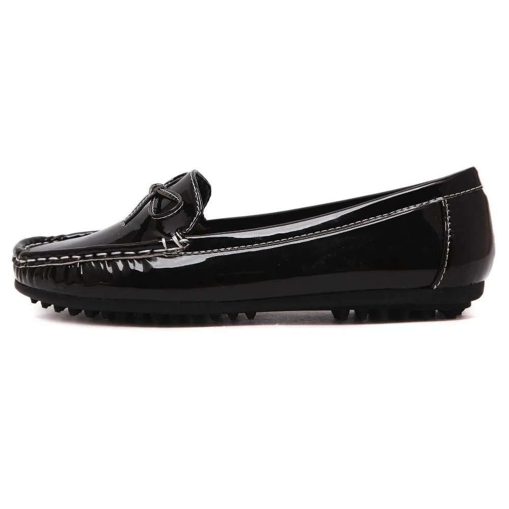 Newest Bowtie PU Women Flats Loafers Driving Peas Casual Shoes 3