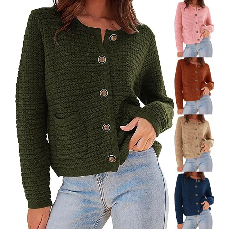 

Women‘s 2023 Cardigan Sweaters Fall Open Front Button Down Long Sleeve Pockets Casual Chunky Knit Shirt Outerwear