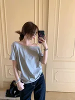 T-shirts femmes solide Simple été décontracté Cleanfit à manches courtes tout-match jeunes filles Streetwear Y2k haut vêtements esthétiques Ins 5