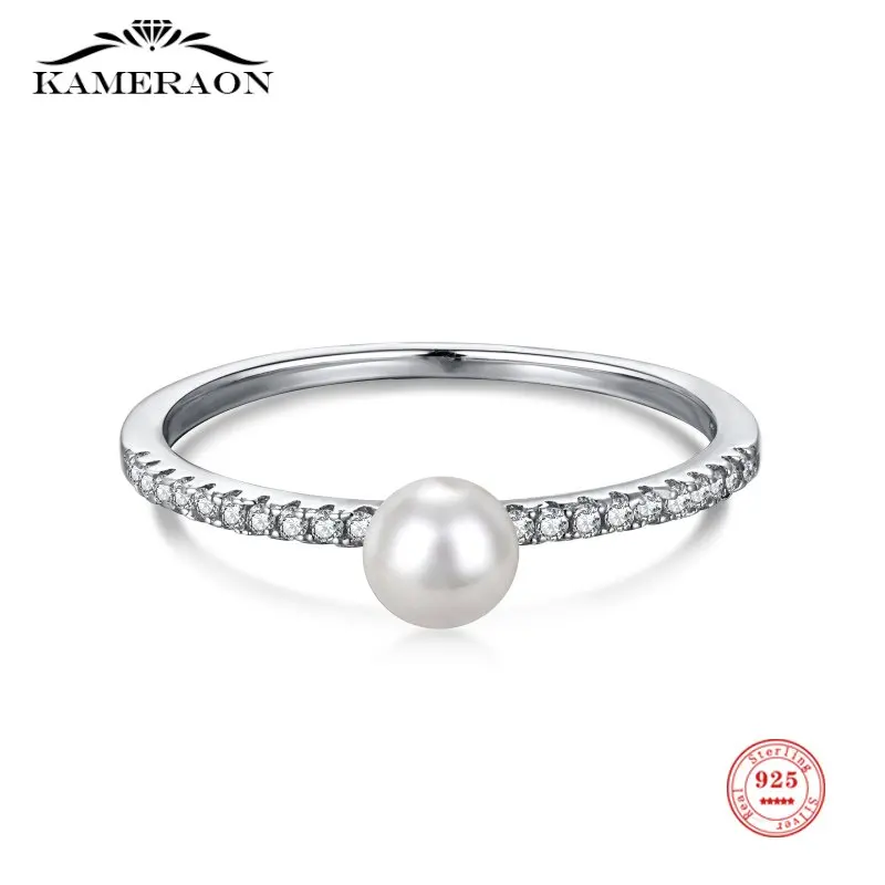 

925 Sterling Silver Fine Elegant Water Drop Shell Pearl Finger Rings Cubic Zirconia for Women Luxury Wedding Engagement Jewelry