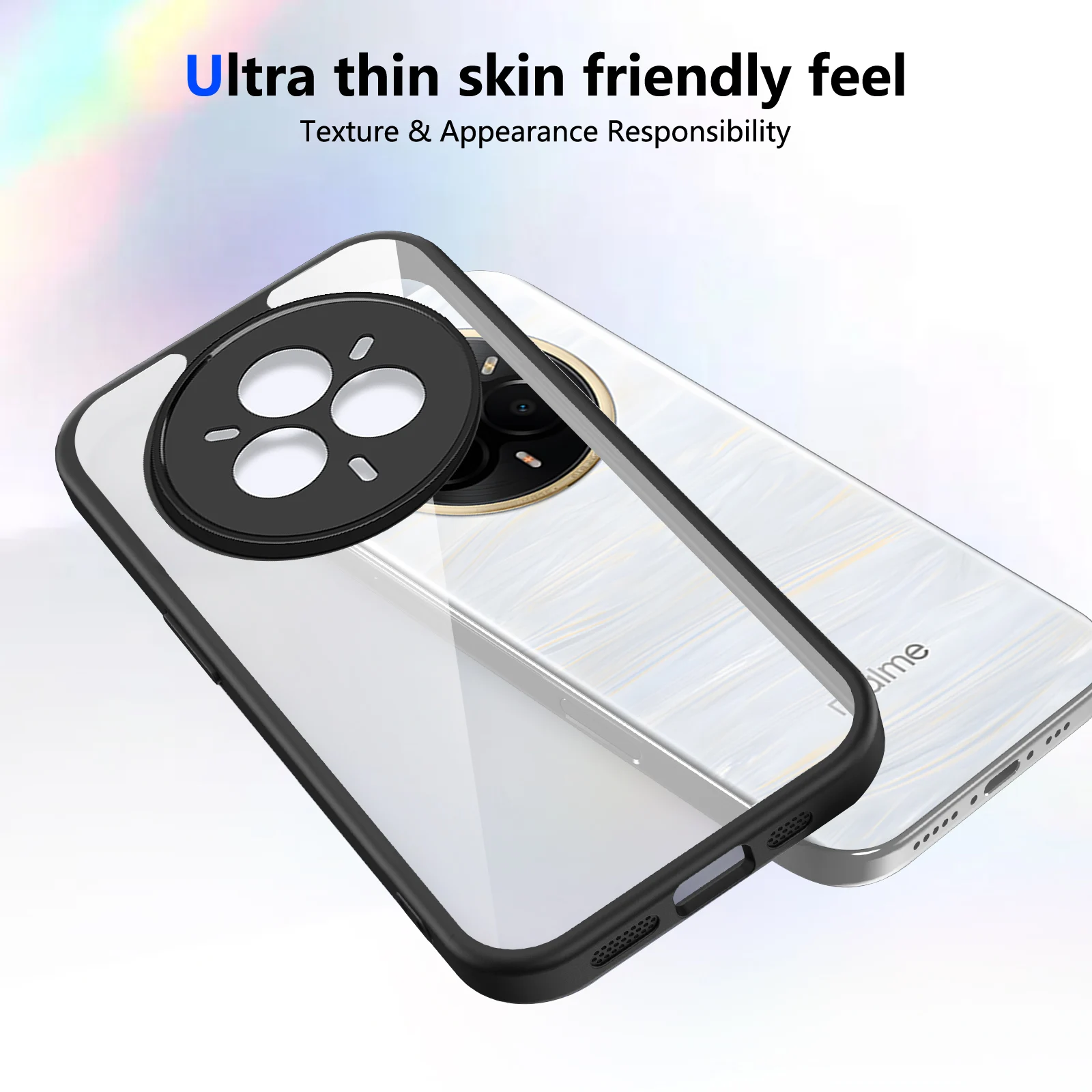 Transparent Acrylic Frosted Frame Shockproof Bumper Case with Premium Thin Hard Shell