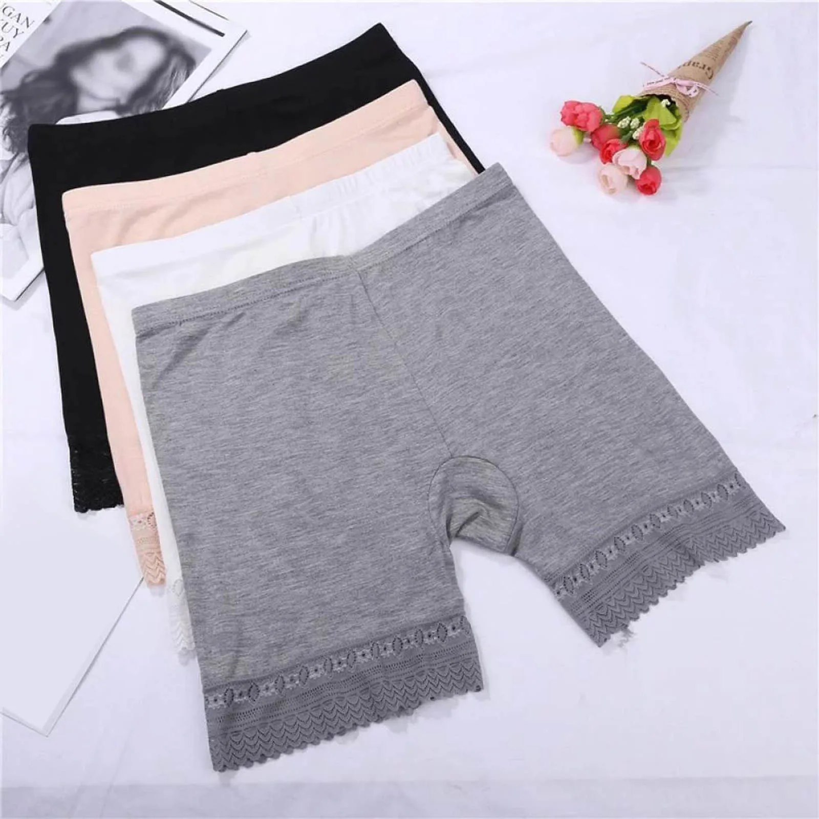 Safety Shorts Women Under Dresses Underwear Lace Stretch Cotton Contracted Abdomen Leggings