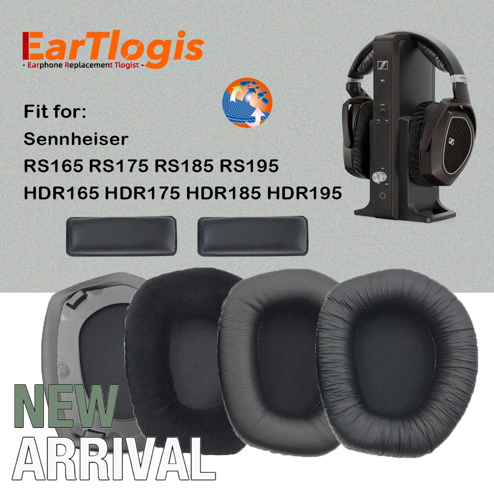 EarTlogis Replacement Ear Pads Headband for Sennheiser RS165 RS175