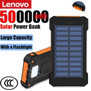 Power Bank Solare Lenovo 500000mAh, Ricarica Super Veloce, Batteria Esterna Portatile di Grande Capacità per iPhone, Emergenze all'Aperto