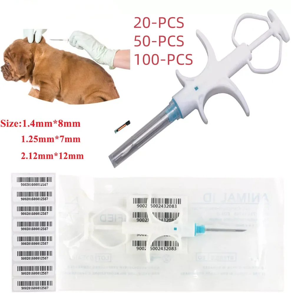 20-100pcs Pet Microchip Animal Chip w/ Injector ID Tag Implants Pig Dog Cat FDX-B ISO