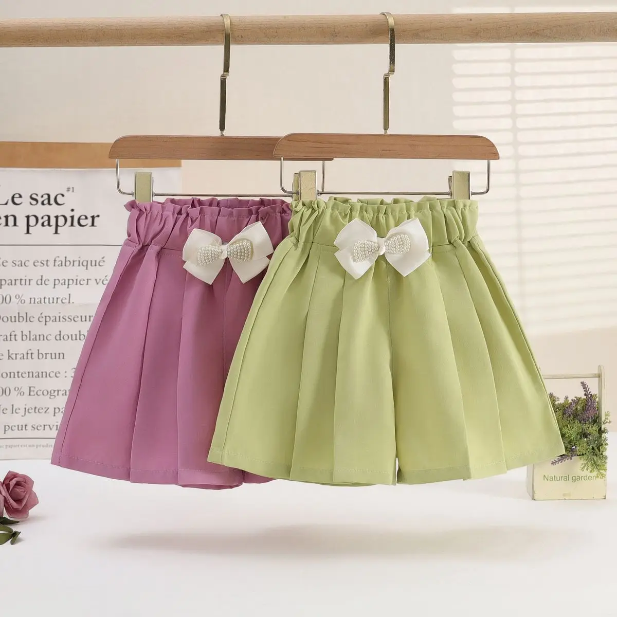 4-16 Yrs Teenager Girls Korean High Waisted Loose Shorts Back To School Green Clothes New Summer Baby Girls Beach Clothes