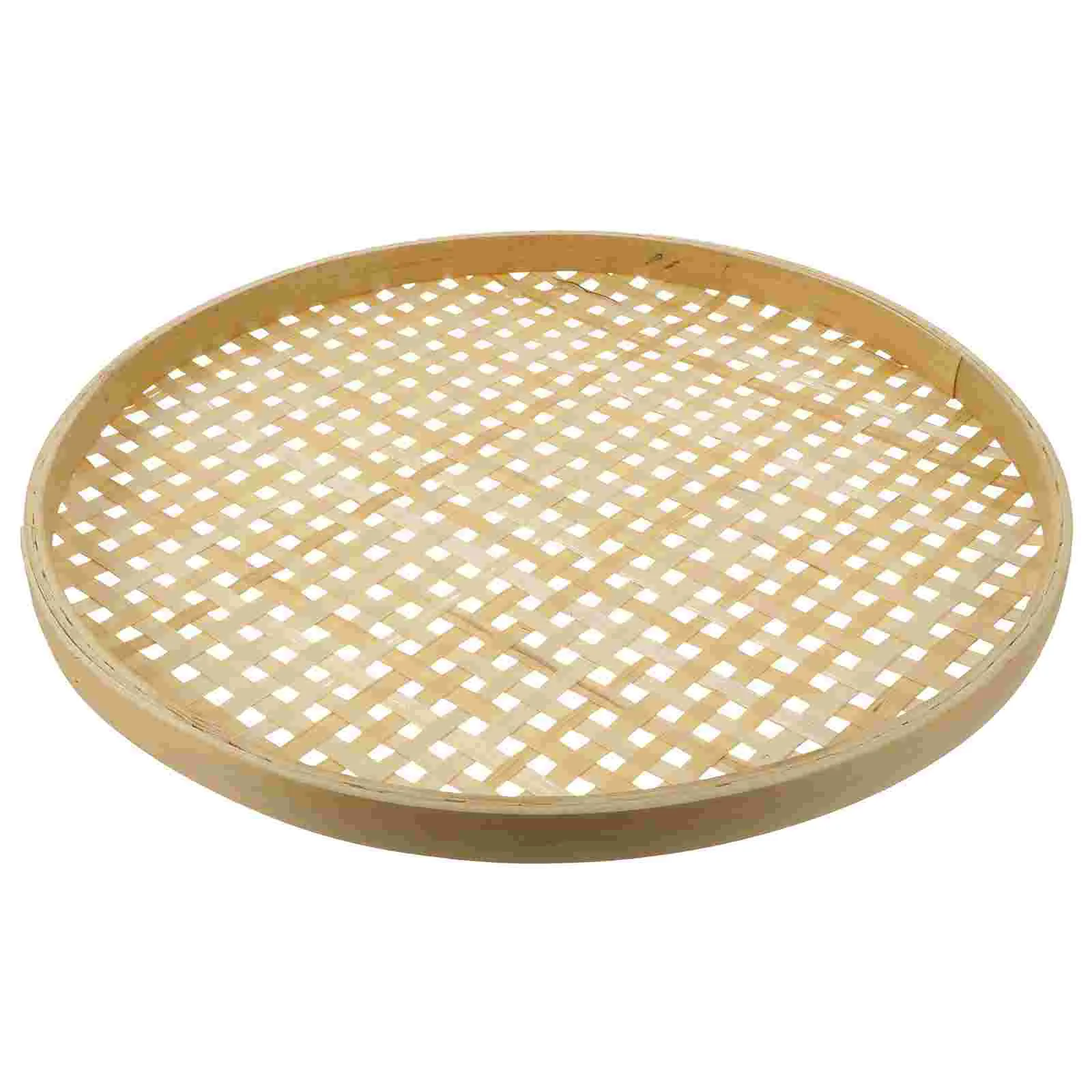 

Basket Tray Fruit Serving Bamboo Woven Baskets Wicker Storage Flat Round Sieve Shallow Food Bread Centerpiece Wall Weaving Bowls