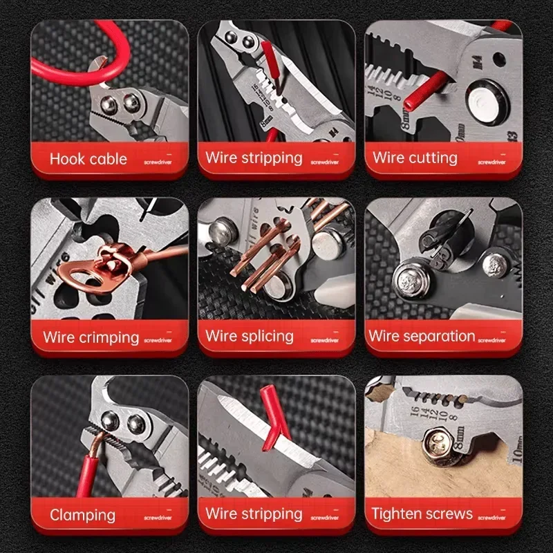 2024 New Upgrade Multifunctional Folding Wire Stripper-Professional Electrician Tool Portable Small All-In-One Pliers 5