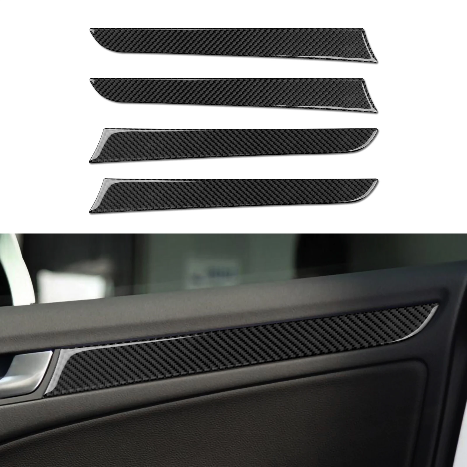 Carbon Fiber Car Door Panel Stickers Car Door Strip Trim For Audi A4 B8