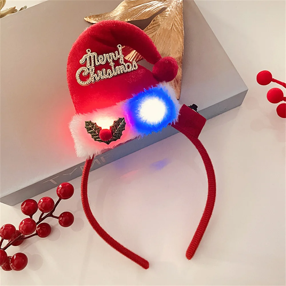 Christmas Party Dress Up Festive Headband Favors Christmas Party Headband Merry Hair Accessories LED Glowing Headdress