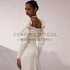 Eightree Women Mermaid Wedding Dresses Long Sleeves Square Collar Satin Wedding Gowns Boho Bridal Prom Dress bestidos de novia 3