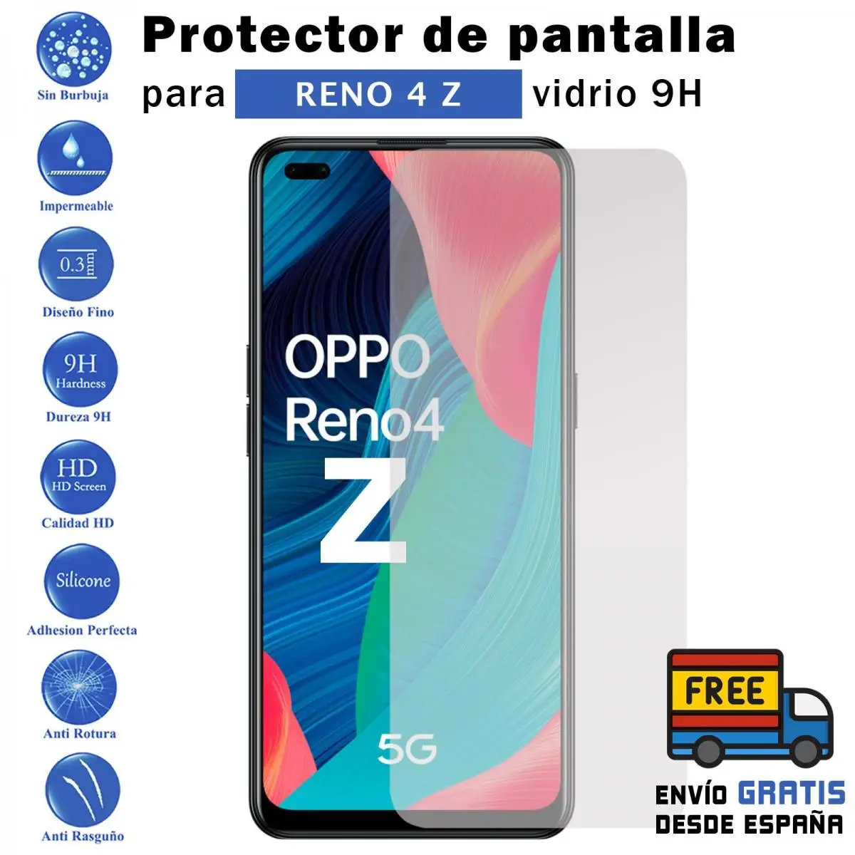 Proteggi Schermo In Vetro Temperato Oppo Reno 4Z 9H Per Movil - Todotumovil