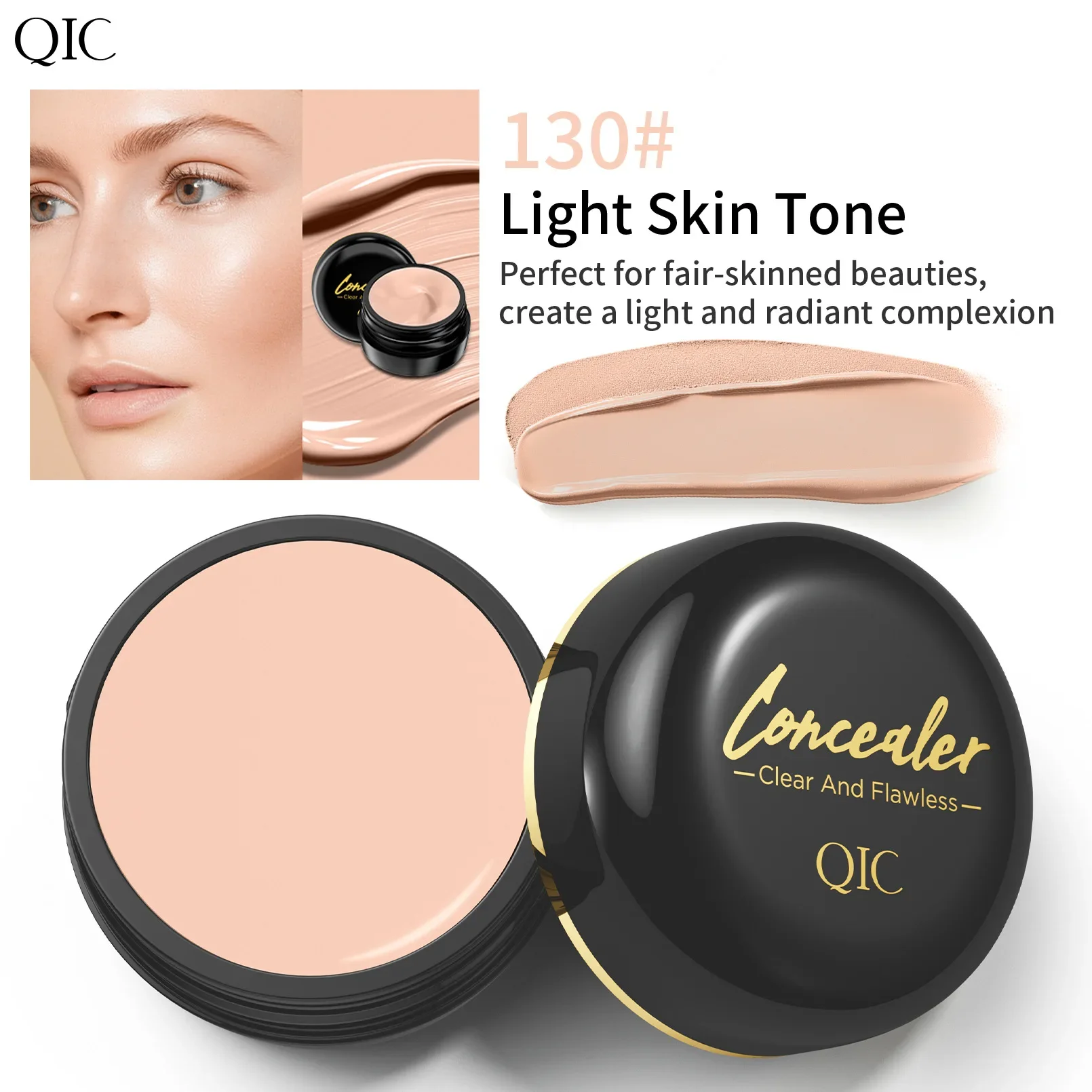 QIC Concealer Cover Freckles Dark Circles Acne Scars Quick-dry Waterproof Longlasting Acne Concealer Flawless Foundation Makeup