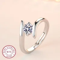 925 Sterling Silver Ring Simple Generous Zircon luxury High Quality For Women Rings Wedding Fine Jewelry Accessories Party Gift 1