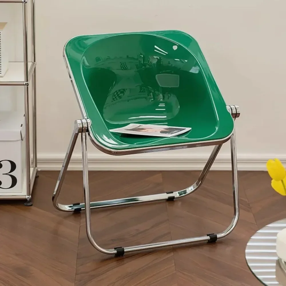 Acrylic Folding Dining Chair Transparent Make Up Balcony Stool Indoor Furniture Coffee Shop