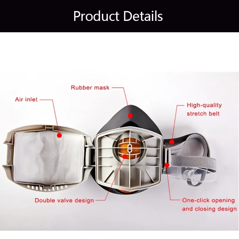 Masque réutilisable en tissu avec filtres interchangeables porté par une personne, montrant l'ajustement.