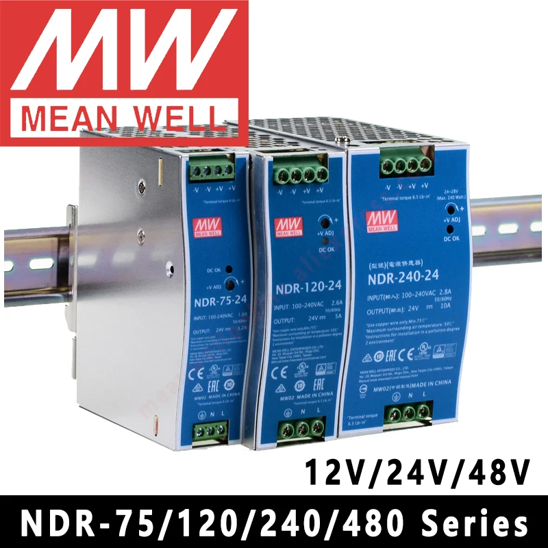 

Оригинальный Mean Well NDR-75 series meanwell DC 12 В 24 в 48 в 75 Вт Промышленный источник питания с одним выходом