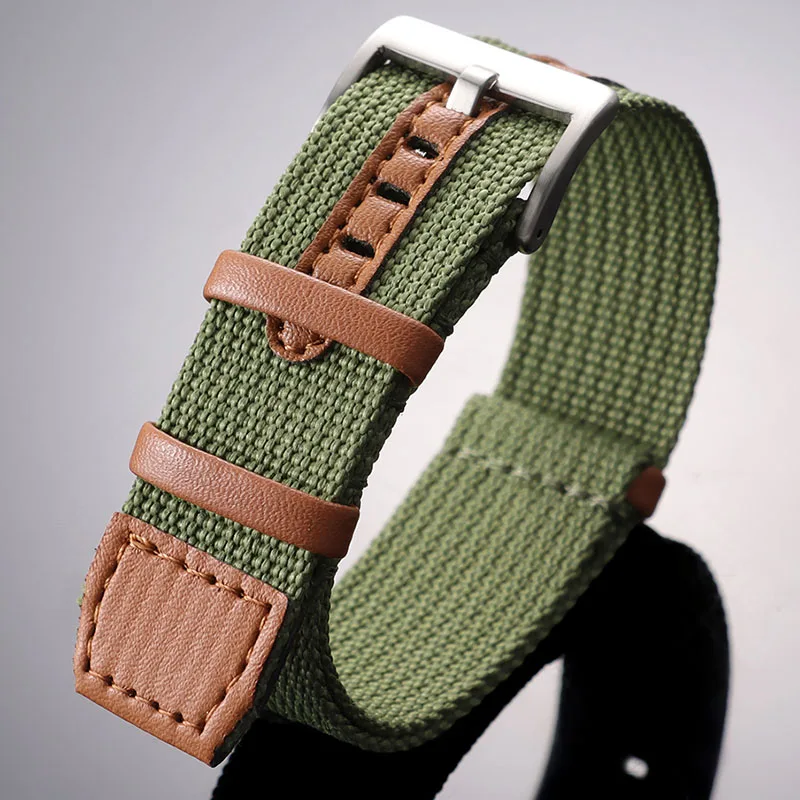 Elegant Woven Nylon & Leather Watch Band - Universal Sport Comfort Strap