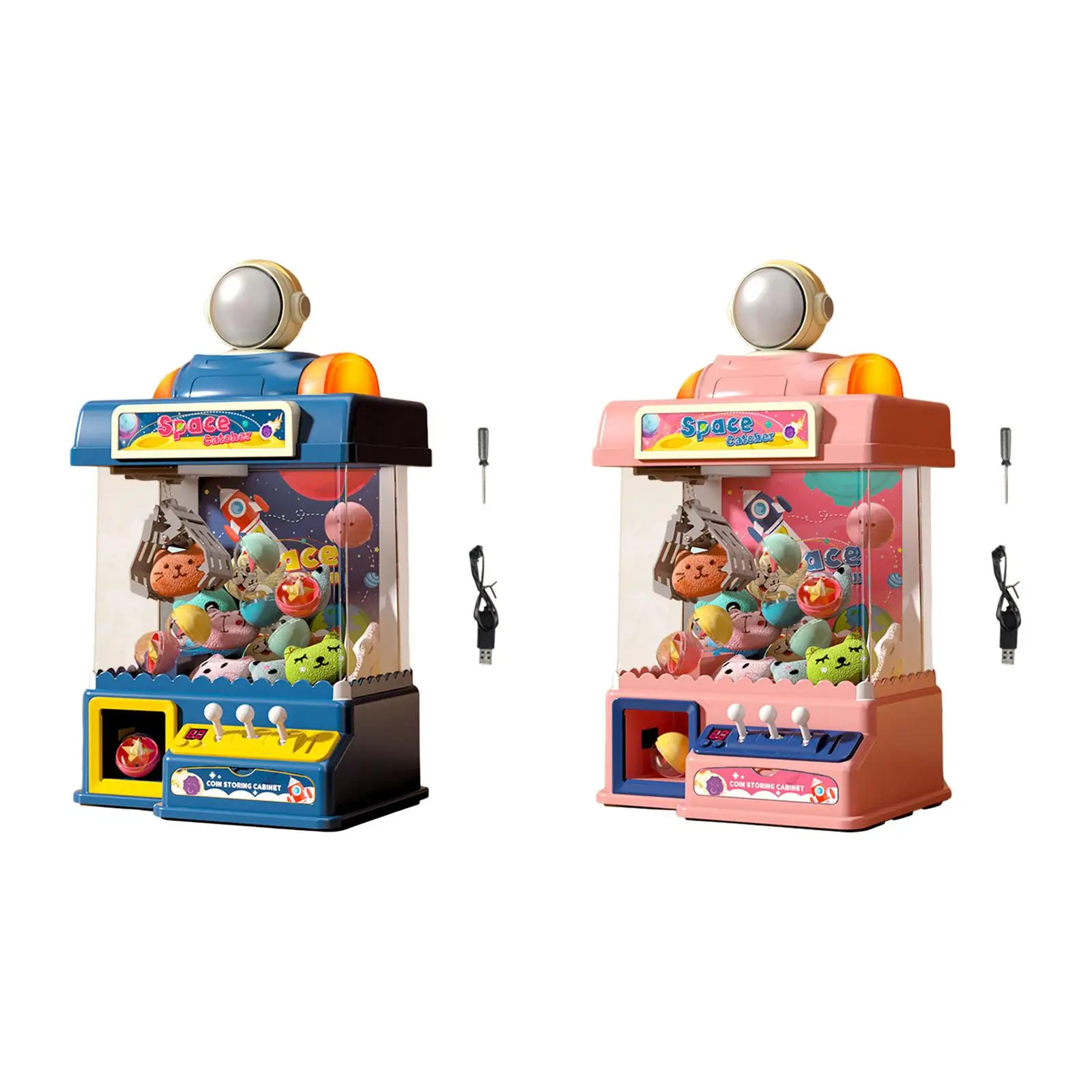 Electric Claw Machine Toy with Light and Sounds Claw Game Toy Hand Crank Grab