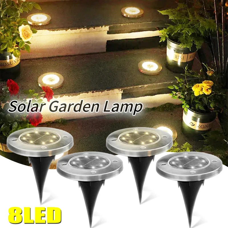 8LED Solar Buried Light LED Waterproof Solar Courtyard Light Outdoor Bright Ground Courtyard Road Landscape Lighting