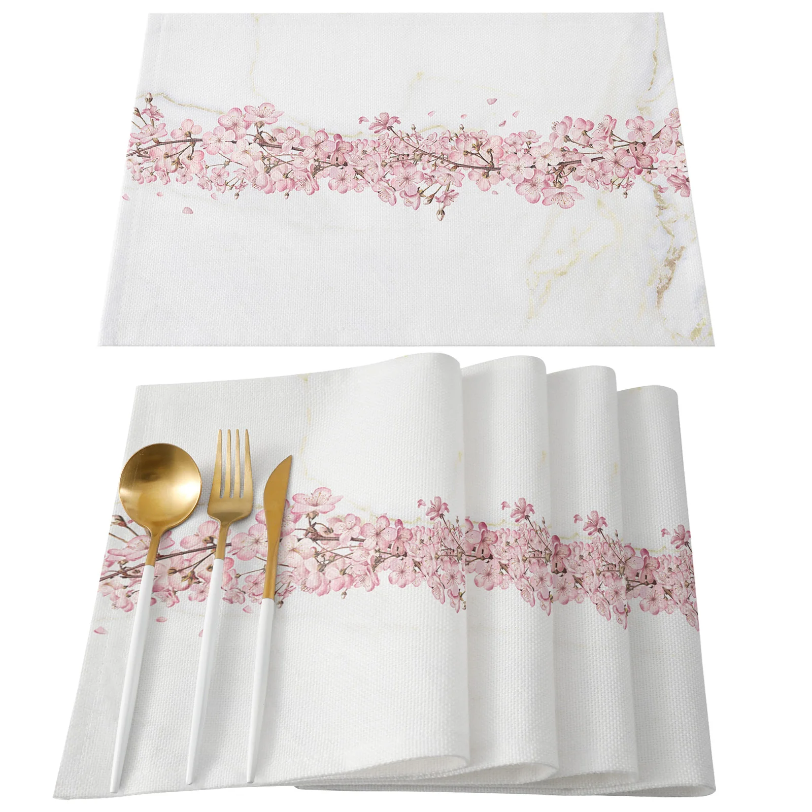 Cherry Blossom Marble Table Mats for Dining Table Kitchen Table Coaster Accessories Modern Home