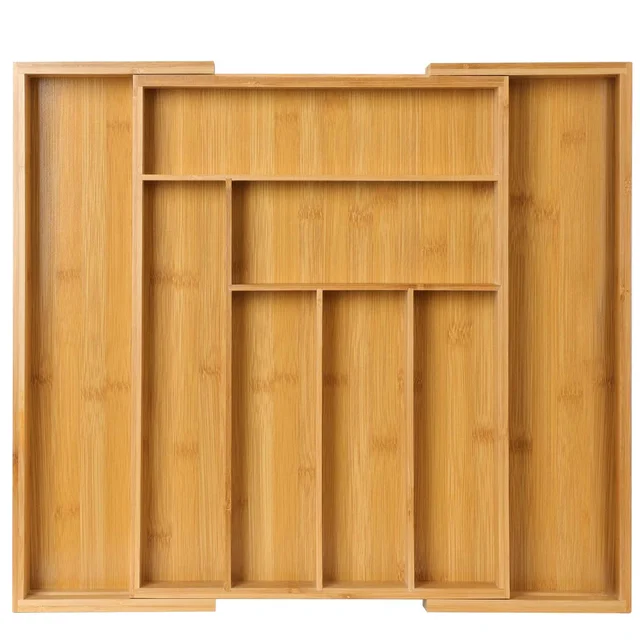 Adjustable Expandable Bamboo Drawer Organizer for Kitchen,Bedroom or Living Room-Ideal for Organizing Cutlery,Silverware& Knives 1