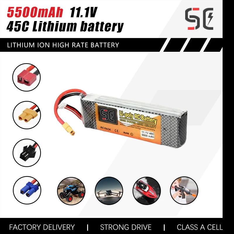 

Hot selling power battery RC aircraft model battery 5500mAh 11.1v 45c Li-po remote control aircraft battery ship model battery
