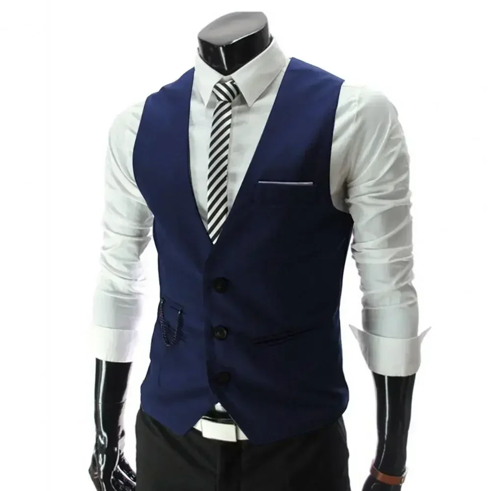 

Мужской костюмный жилет M-5XL, мужские жилеты, популярные повседневные деловые, свадебные, однобортные, коричневые
