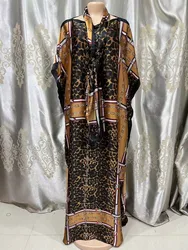2023 New Style Fashion Oversize African Women Clothing Dubai Dashiki Abaya Free Size Print Design With Scarf Loose Long Dress