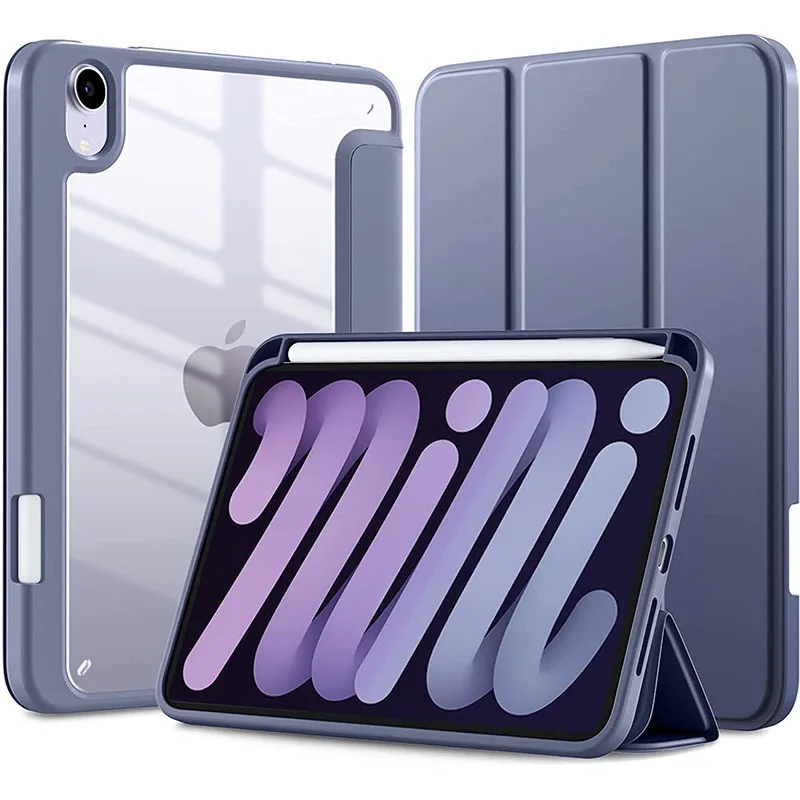 Clear Acrylic Back Tablet Case with TPU Protector and Pencil Holder
