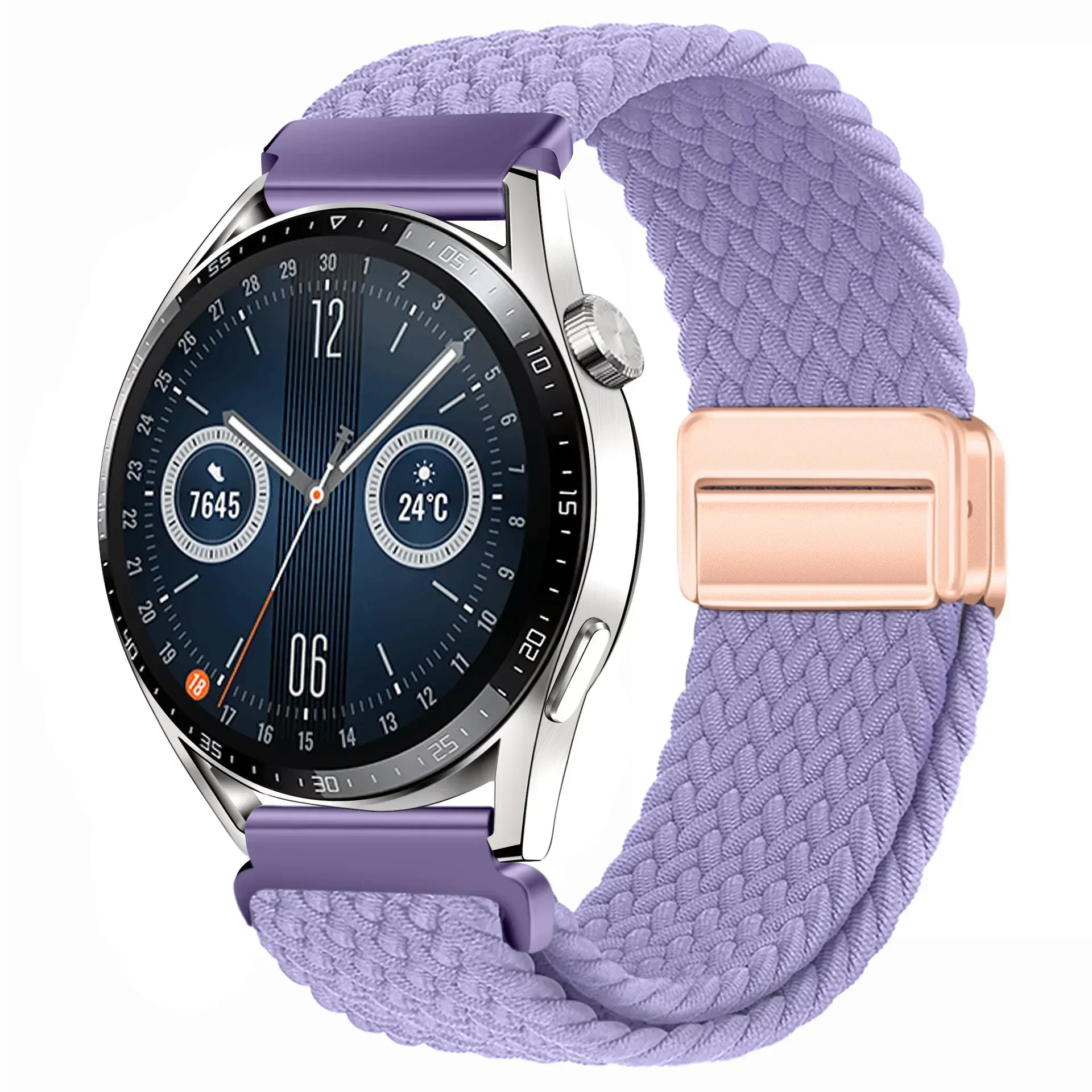 Braided Solo Loop Strap with Magnetic D Buckle, 22mm - Versatile Smartwatch Band