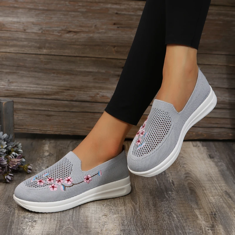 

Women flat shoes Mesh Breathable Floral Comfort Shoes Soft Solid Color Fashion Female Footwear Lightweight Zapatos De Mujer