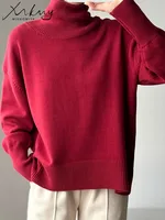 Winter Clothes Brown Sweaters Women Oversize Turtleneck Warm Pullovers Thick Sweaters For Women Oversized Sweater White Jumpers - Image 3