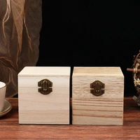 1pcs Retro Jewelry Gift Box Sundries Organizer Natural Wood Clamshell Storage Rectangle Case 2