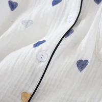 Japanese style spring, summer and autumn new ladies cotton gauze home service suit long-sleeved trousers cute cartoon suit women - Image 6