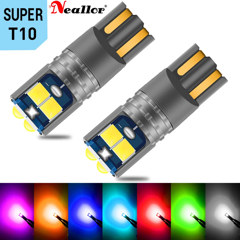 2 x T10 W5W LED Car Light Dual Color White Amber/White Ice Blue 194 3030  SMD Auto Interior Dome Map Side Wedge Marker Bulb Lamp - AliExpress