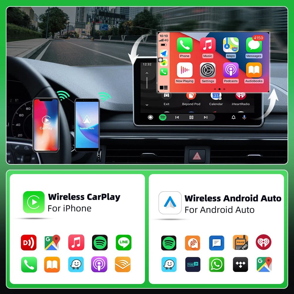 2in1 Wireless CarPlay Dongle Wireless Android Auto Adapter AI Smart Box Car Intelligent Systems For Car With Wired CarPlay