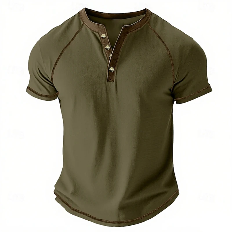 Retro Herren Button-Down T-Shirt Minimalistisches Print-T-Shirt Locker Sitzendes Lässiges Sommer-Poloshirt Stylische Streetwear Herren-Oberteil
